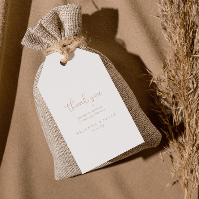 Étiquettes-cadeau Rose Gold Love Fancy Script Mariage Merci (Créateur téléchargé)