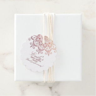 Étiquettes Cadeau Rose Gold Mandala Sweet 16 Merci