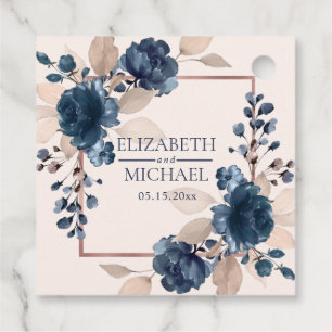 Étiquettes Cadeau Rose Gold Navy Blue Dusty rose Floral Mariage
