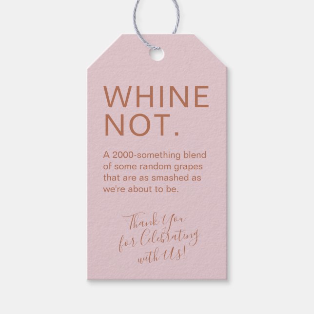 Étiquettes-cadeau Rose Gold Rose Anniversaire Funny Custom Wine Favo (Devant)