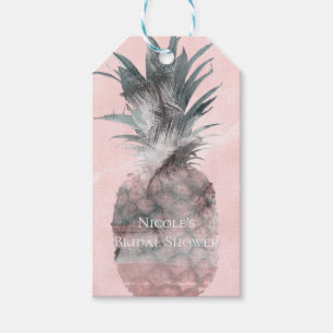 Étiquettes-cadeau Rose Gold Rose Tropical Summer Party Ananas
