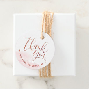 Étiquettes Cadeau Rose Gold Simple Script moderne Merci d'affaires