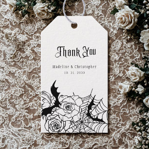 Étiquettes-cadeau Rose gothique Floral Bat Spiderweb Mariage