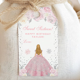 Étiquettes-cadeau Rose Hiver Blonde Cheveux Princesse Douze Ans