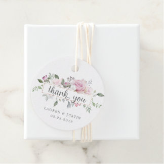 Étiquettes Cadeau Rose Jardin fleuri Mariage Merci