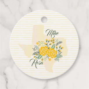 Étiquettes Cadeau Rose jaune du Texas - En vichy Mariage d'État