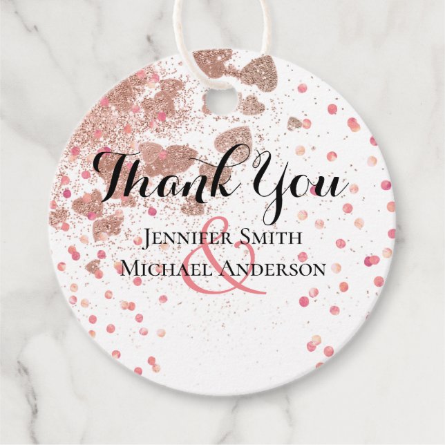 Étiquettes Cadeau Rose moderne Gold tendance Mariage budget (Devant)