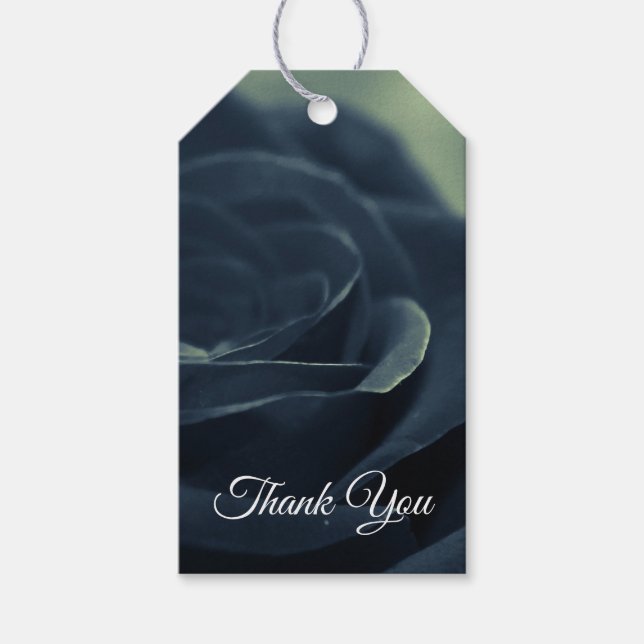 Étiquettes-cadeau Rose noir foncé gothique Merci photo (Devant)