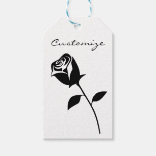 Étiquettes-cadeau Rose noir Valentine Flower Thunder_Cove