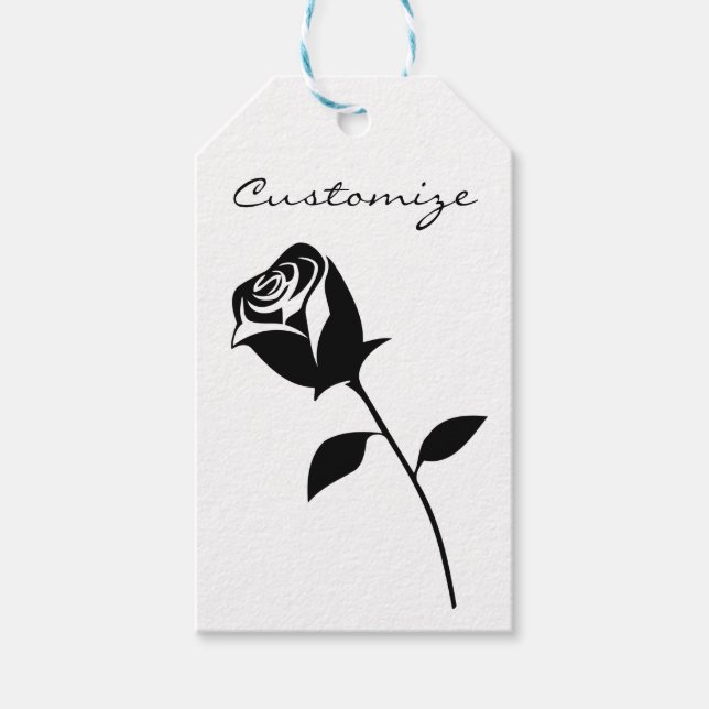 Étiquettes-cadeau Rose noir Valentine Flower Thunder_Cove (Devant)