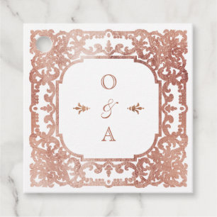 Étiquettes Cadeau Rose or élégant romantique orné mariage vintage