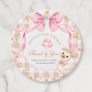 Étiquettes Cadeau rose pâle à carreaux gingham Canard idiot Cérémoni