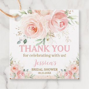 Étiquettes Cadeau Rose Pâle Élégant Floral Bébé Mariage Fête Anniver