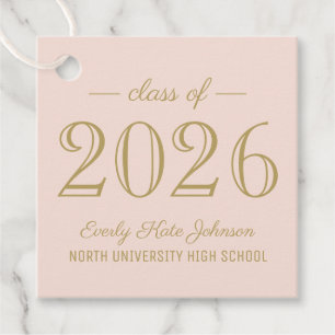 Étiquettes Cadeau Rose Pâle Or Antique Promotion 2026 Diplôme