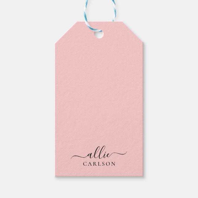 Étiquettes-cadeau Rose pâle rose rose rose rose moderne Nom minimali (Devant)
