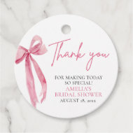 Étiquettes Cadeau Rose Pâle Ruban Elle Noue le Nœud Enterrement de V