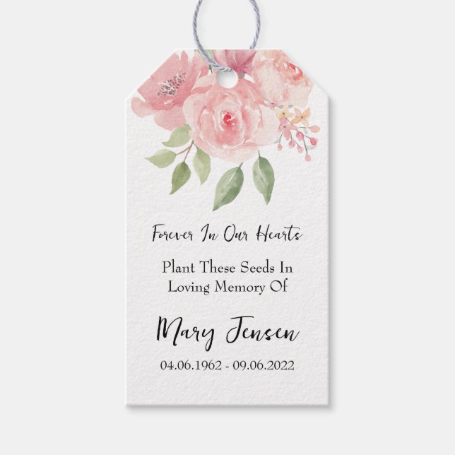Étiquettes-cadeau Rose - Paquet de semences - Funérailles commémorat (Devant)