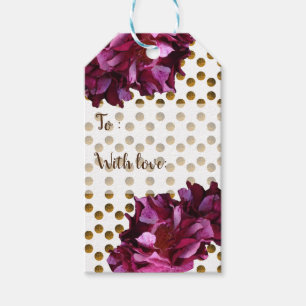 Étiquettes-cadeau Rose, points d'or Tags cadeaux personnalisés