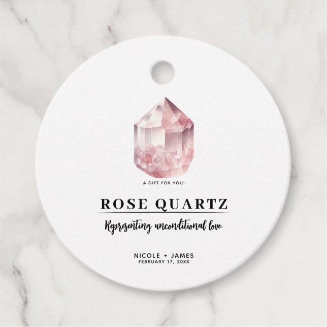 Étiquettes Cadeau Rose Quartz amour Mariage cristal (Devant)