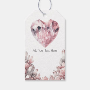 Étiquettes-cadeau Rose Quartz Cœur Rose Party Crystal Amour