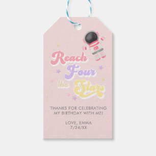 Étiquettes-cadeau Rose Reach Quatre étoiles Space Anniversaire Faveu
