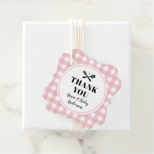 Étiquettes Cadeau Rose Rose En vichy Plaid Baby Q Douche Merci