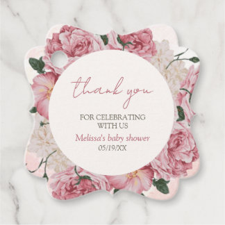 Étiquettes Cadeau Rose rose moderne Floral Baby Girl Douche Merci