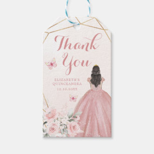 Étiquettes-cadeau Rose rose pâle géométrique Quinceañera Merci
