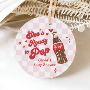 Étiquettes Cadeau Rose Rouge Elle est Prête à Pop Bébé Fête