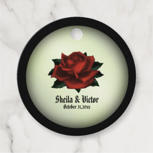 Étiquettes Cadeau Rose rouge gothique Mariage personnalisé vert