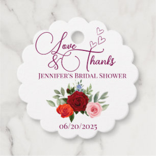 Étiquettes Cadeau Rose rouge minimaliste amour et merci nuptiale