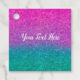 Étiquettes Cadeau Rose sarcelle aqua et violet pailleté Glitter Swee