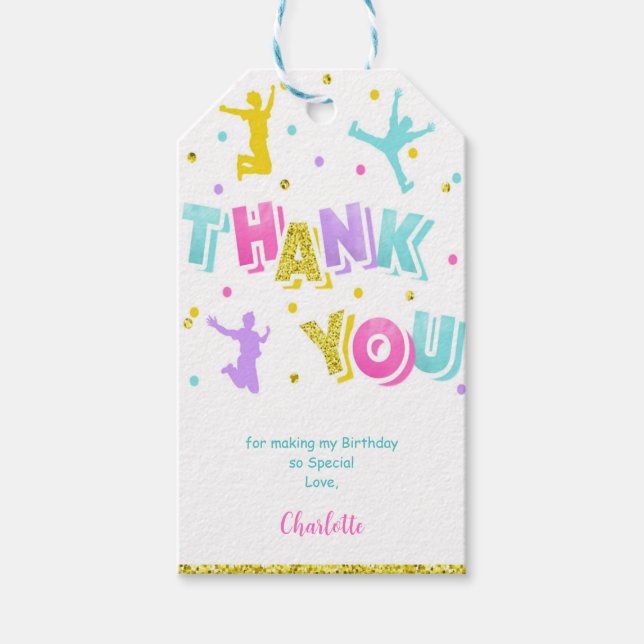 Étiquettes Cadeau Rose & Vert Jump (Devant)