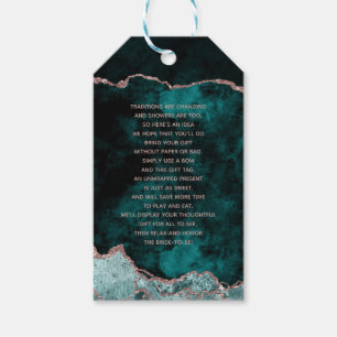 Étiquettes-cadeau Rose vert turquoise Gold Agate Bridal Affichage do