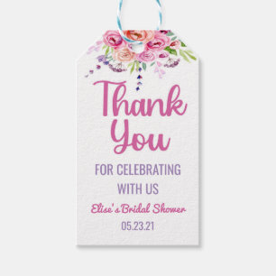 Étiquettes-cadeau Rose violet Fête des mariées Florale Merci Favoris