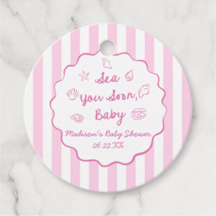 Étiquettes Cadeau Rose Vous Voir Bientôt Bébé Shower de Côte