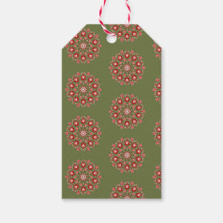 Étiquettes-cadeau Rosemaling vert olive