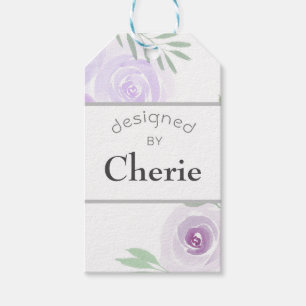 Étiquettes-cadeau Roses d'aquarelle violet conçus par