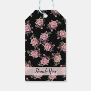 Étiquettes-cadeau Roses Roses Foncées Motif Floral Fête Style Shabby