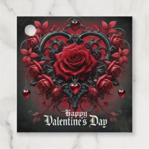 Étiquettes Cadeau Roses rouges gothiques Saint-Valentin