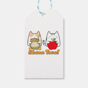 Étiquettes-cadeau Rosh Hashanah kawaii Chats - Nouvel An juif