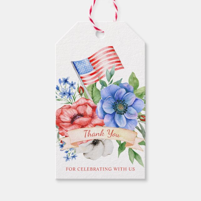 Étiquettes-cadeau Rouge Blanc et je fais Fête des mariées patriotiqu (Devant)