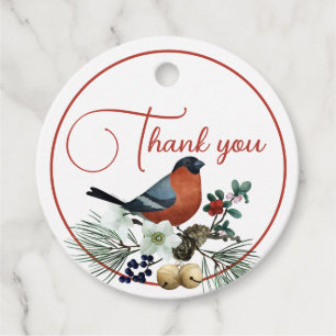 Étiquettes Cadeau Rouge-gorge de la faune hivernale Noël MERCI