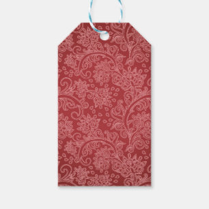Étiquettes-cadeau Rouge Paisley Damassé Designer Floral Vintage Clas