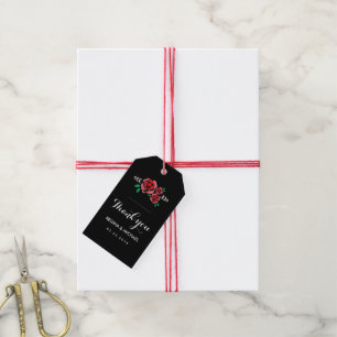 Étiquettes-cadeau Rouge Rose Floral Mariage Favoriser Cadeau Vintage