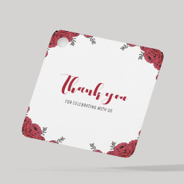 Étiquettes Cadeau Rouge Rose Floral thème Mariage