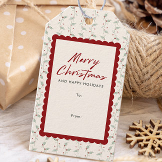 Étiquettes-cadeau Rouge Scallopé Noël À De