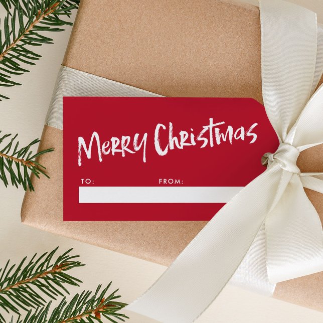 Étiquettes-cadeau Rouge Simple moderne Letting Joyeux Noël (Créateur téléchargé)