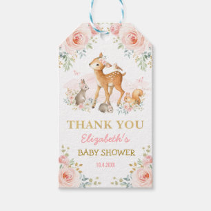 Étiquettes-cadeau Rougissent le baby shower rose d'animaux de régio