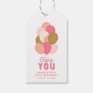 Étiquettes-cadeau Rougissent le Merci rose de ballons d'or de Faux